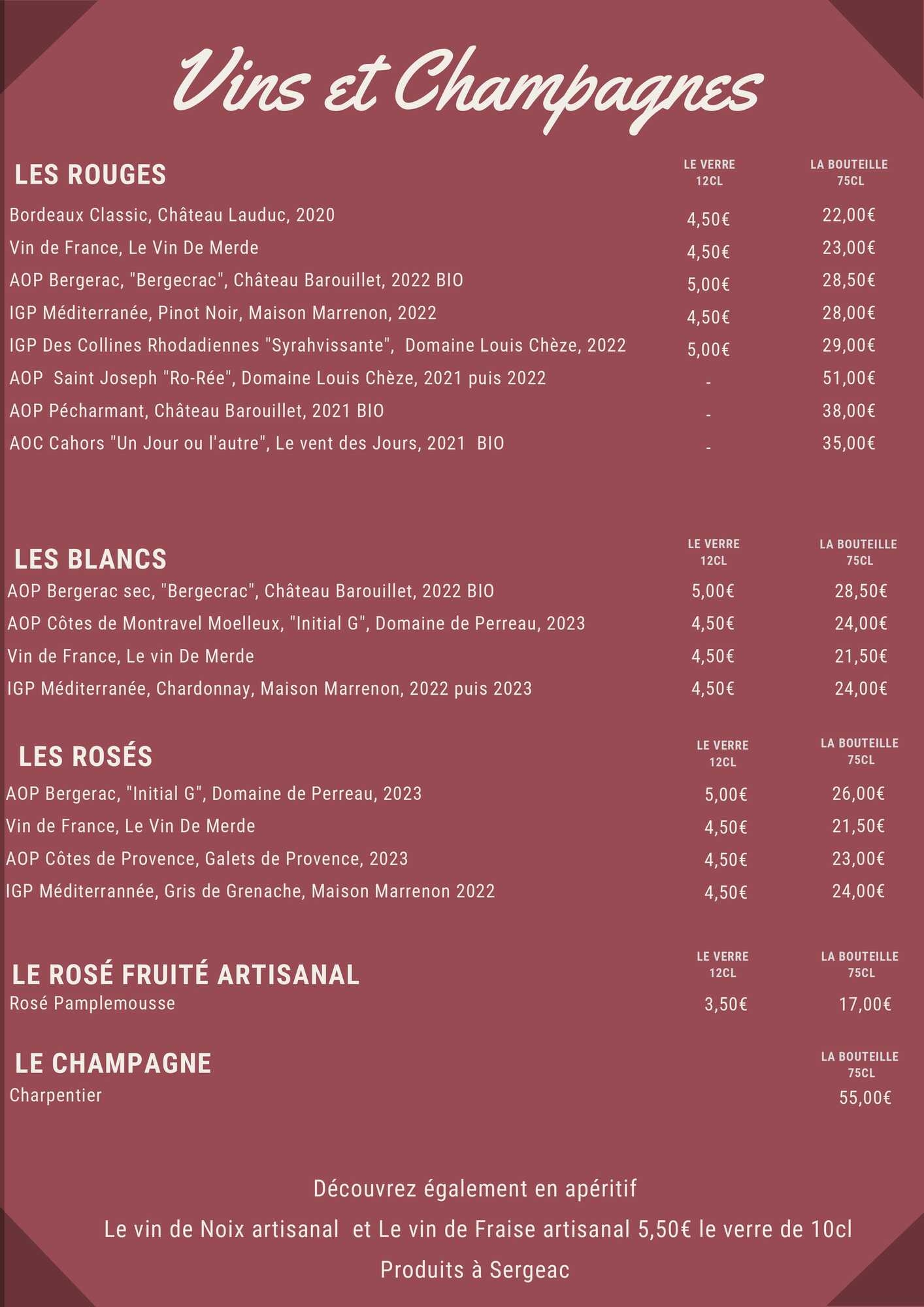 Vins et champagnes