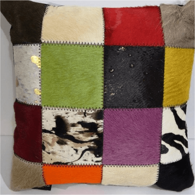 Tapis descente de lit cuir patchwork multi - Maison
